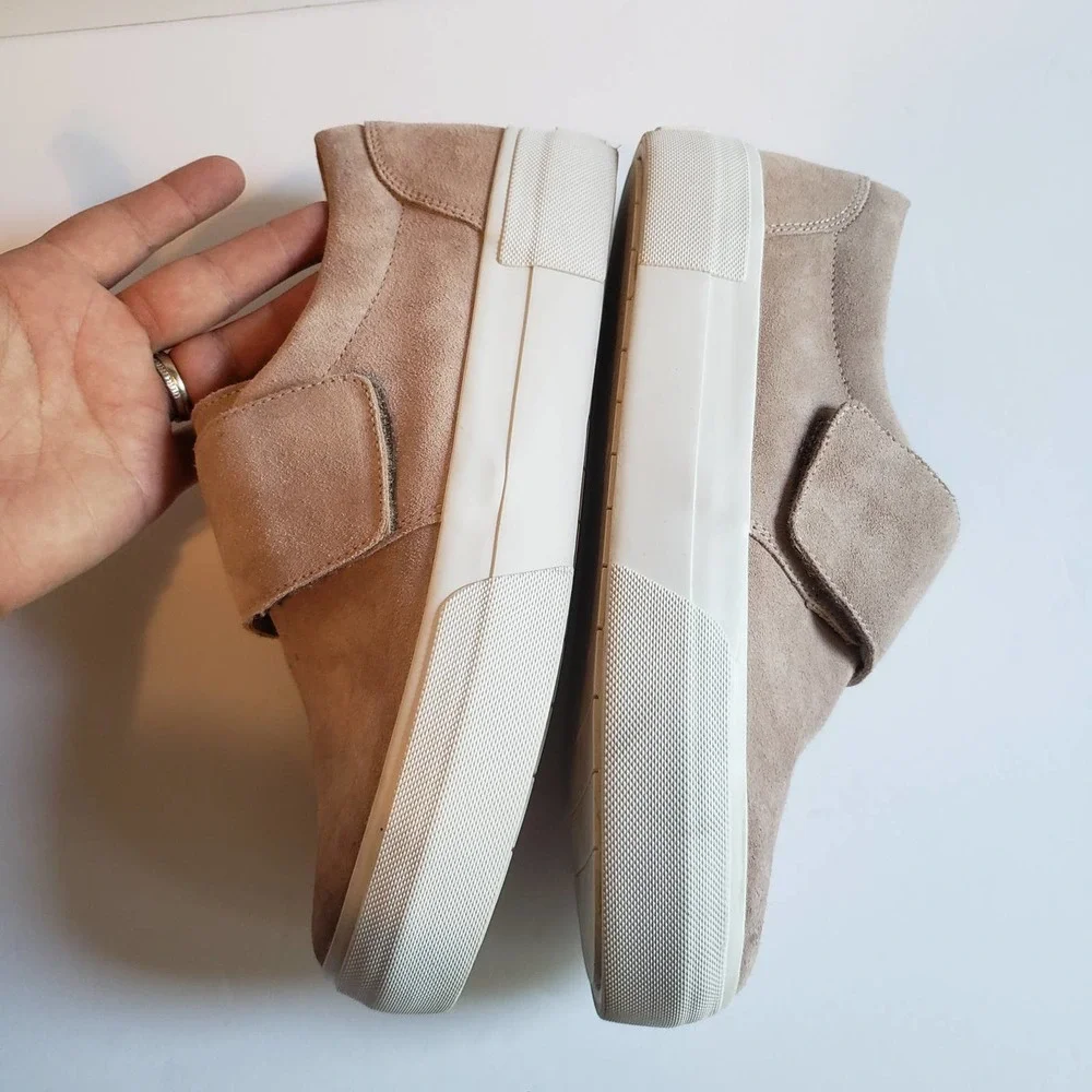 Vince Cage Suede Platform Sneakers 7.5 Blush Pink Hook &‎ Loop
